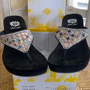 Yellow Box Wedge Sandals